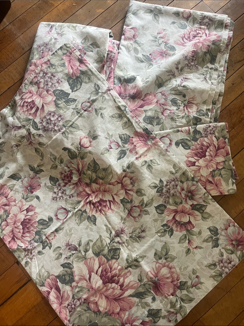 Vintage Dan Rivers sheet set Floral Pink and Green